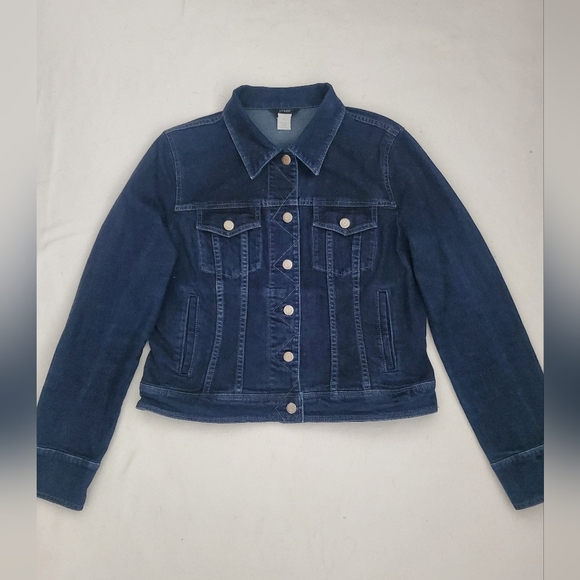 J. Crew Dark Blue Jean Jacket Women's SIZE LARGE. - Picture 16 of 16